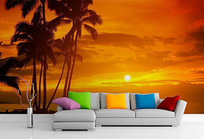Fototapeta Horúce slnko za palmami